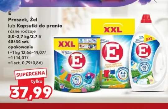 Proszek, żel lub kapsułki do prania E