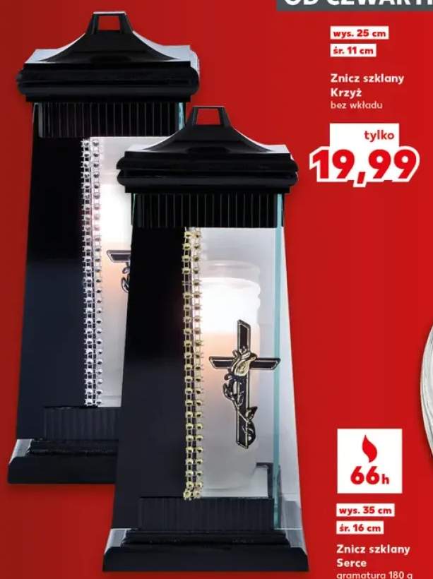 Znicz szklany Krzyż bez wkładu