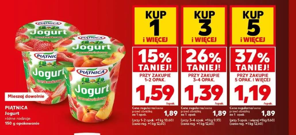 Jogurt truskawkowy Piątnica +1 wariant