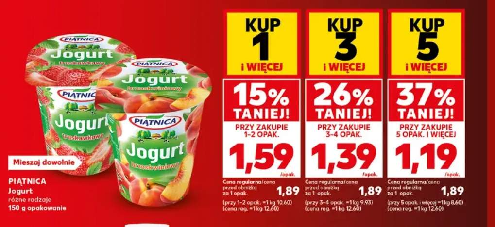 Jogurt truskawkowy Piątnica +1 wariant