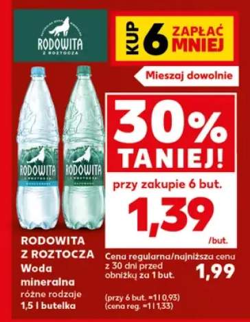 Woda mineralna niegazowana Rodowita z Roztocza +1 wariant