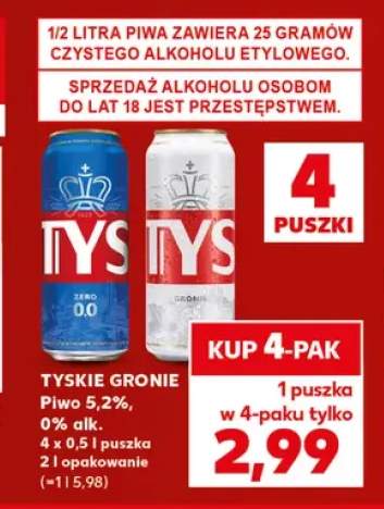 Piwo bezalkoholowe Tyskie 4-pak +1 wariant