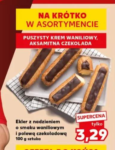 Ekler z nadzieniem o smaku waniliowym i polewą czekoladową