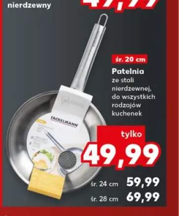 Patelnia ze stali nierdzewnej śr. 24 cm Fackelmann +2 warianty